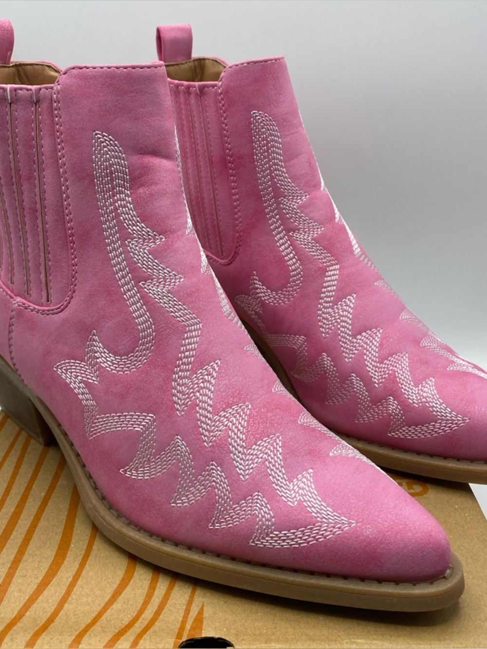 Pink Cowboy Boots Ankle Embroidered Western Boots Global Win 7 Women’s